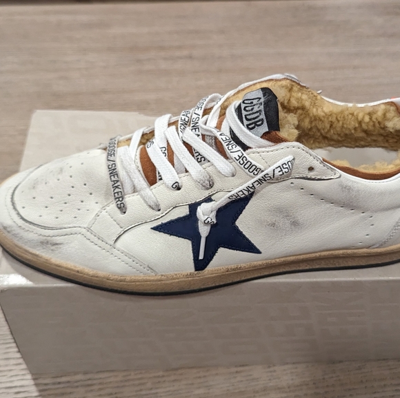 Mens Golden Goose Ball Star Low-Top Sneakers White/Blue - Picture 6 of 8